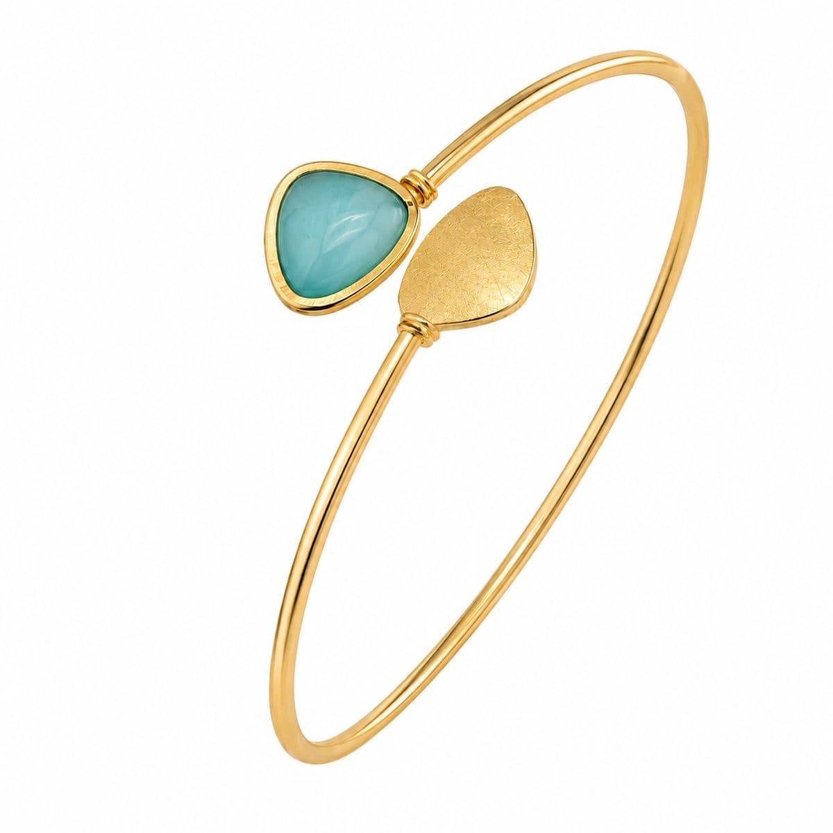 Pozlátený otvorený náramok (bangle) s kameňom